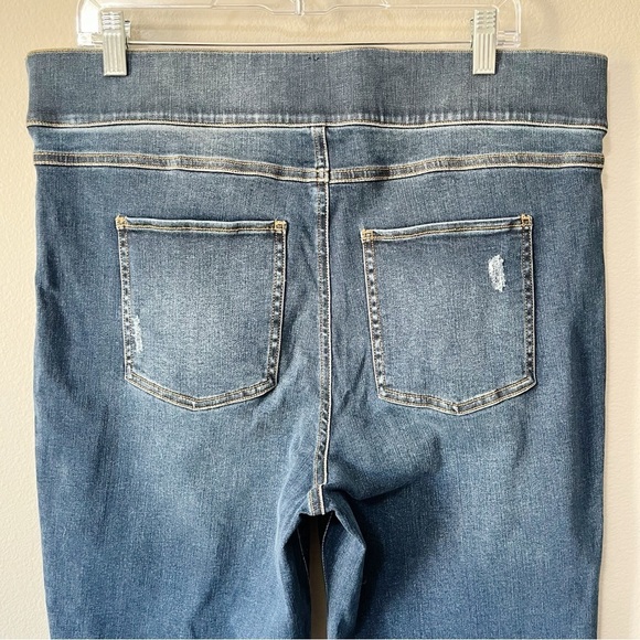 Spanx Distressed Denim Legging Jeans Medium Blue Wash Raw Hem Plus Size 2X NEW - Picture 9 of 14